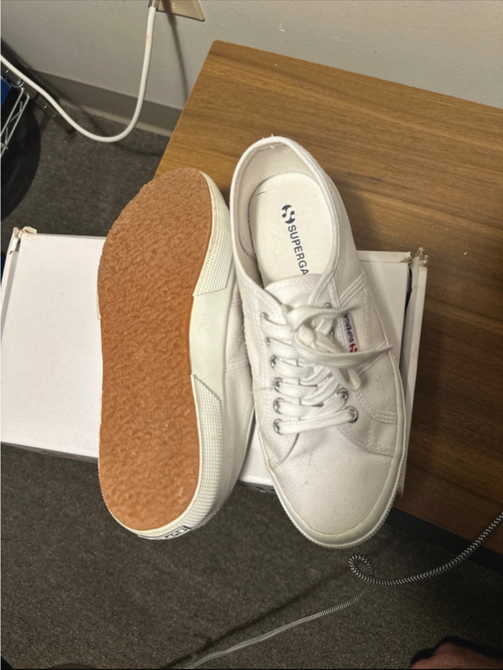 Superga White Canvas Sneakers with Gum Sole